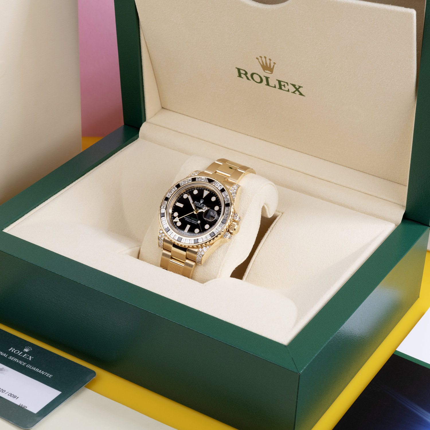 Rolex GMT Master II 18k Yellow Gold Diamond Black Sapphire 116758SANR - Image 10