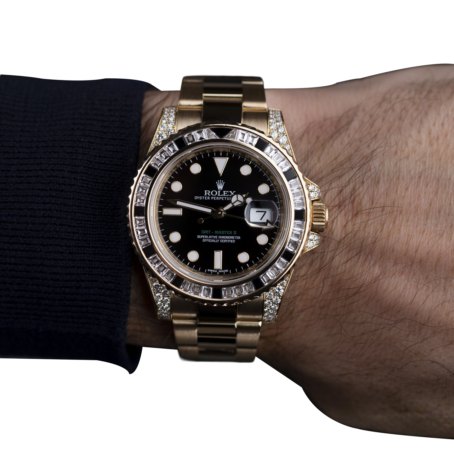 Rolex GMT Master II 18k Yellow Gold Diamond Black Sapphire 116758SANR - Image 2