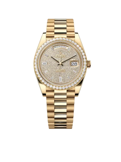 Rolex Day-Date 40 228348RBR Yellow Gold Diamond Dial Diamond Bezel