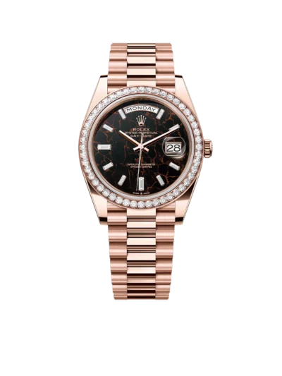 Rolex Day-Date 40 228345RBR Rose Gold Eisenkiesel Diamond Dial Diamond Bezel