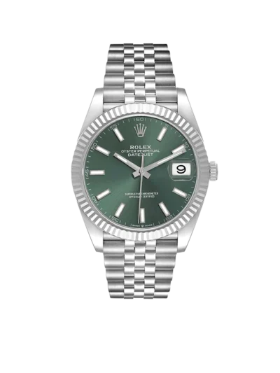 Rolex Datejust 41mm Steel White Gold Mint Green Dial Mens Watch 126334