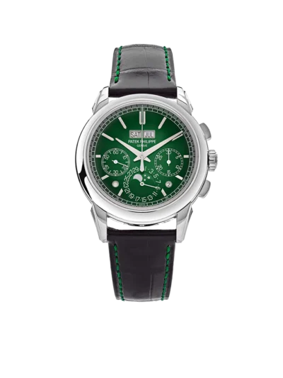 Patek Philippe Grand Complications 41mm 5270P-014 Perpetual Calendar Chronograph Platinum Green Dial