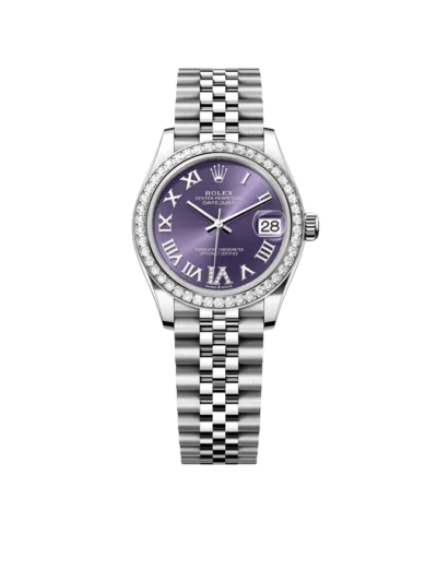 Rolex Lady-Datejust 31mm 278384RBR Stainless Steel Diamond Bezel Violet Roman Dial Jubilee